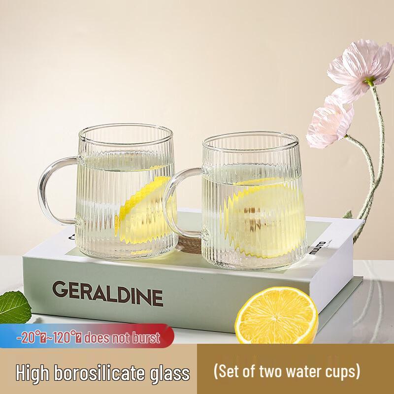 

Lu Feng Lai Vertical Stripe Glass Cup with Handle (2-Pack)