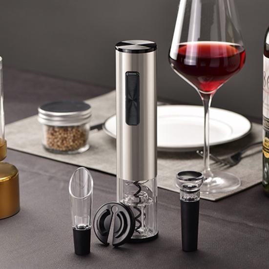 Electric Wine Opener Set Rechargeable Bottle Opener Corkscrew with Wine Aerator Pourer Foil