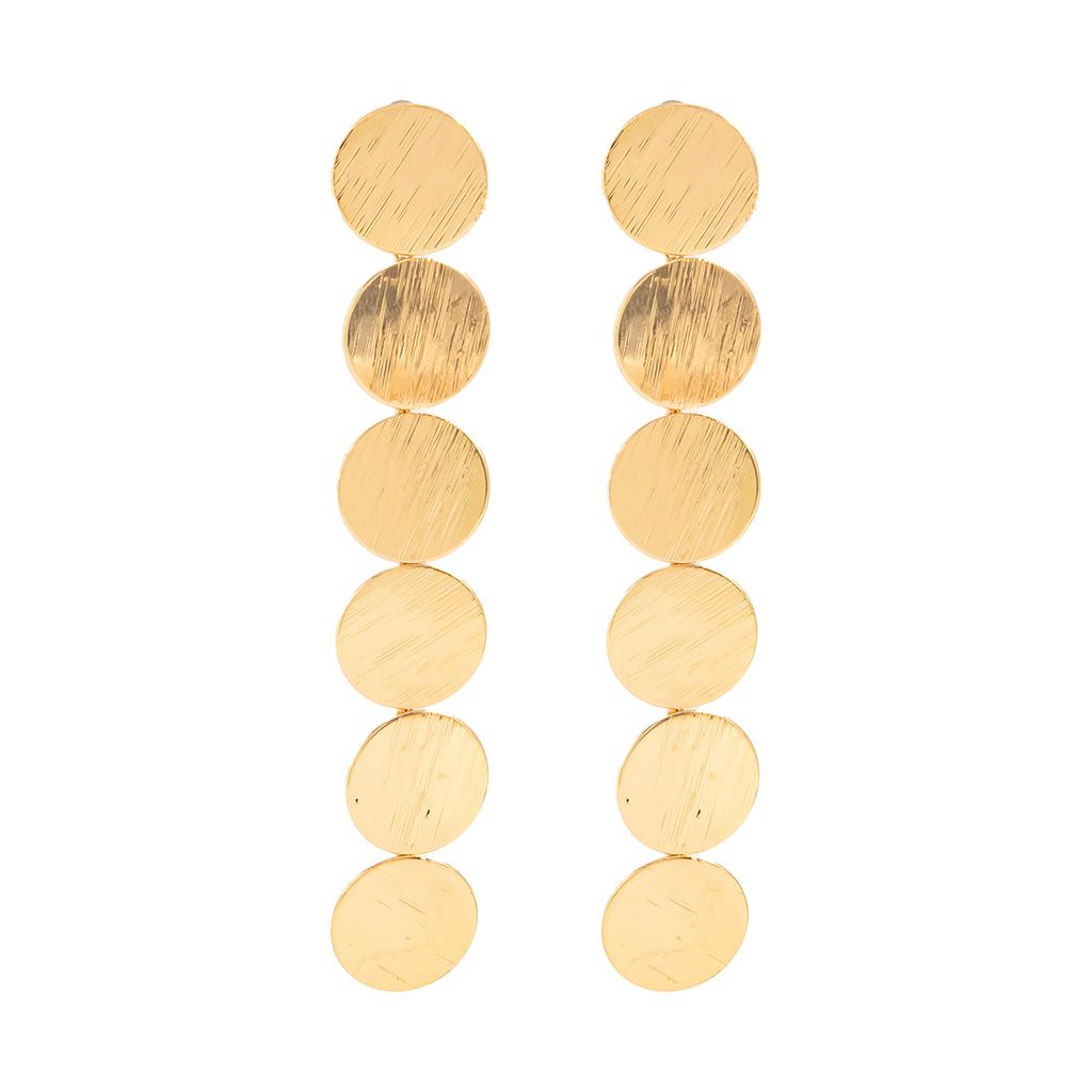 SHIXIN Elegant Metal Sequins Long Drop Earrings for Women Minimalist Geometry Round Hanging Pendant Earring Fashion Jewelry Gift