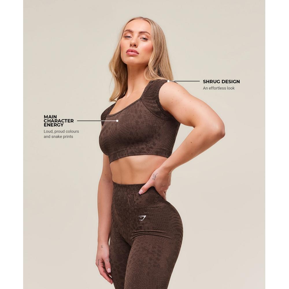 Gymshark Adapt X Whitney Animal Top Crop Fără Cusături Maro B3b2h Nc4g