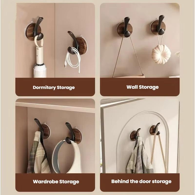 Wood Grain Suction Cup Hook, Door Hook, Bathroom Hook, Sturdy Load-bearing, Seamless Hook, Home Decoration