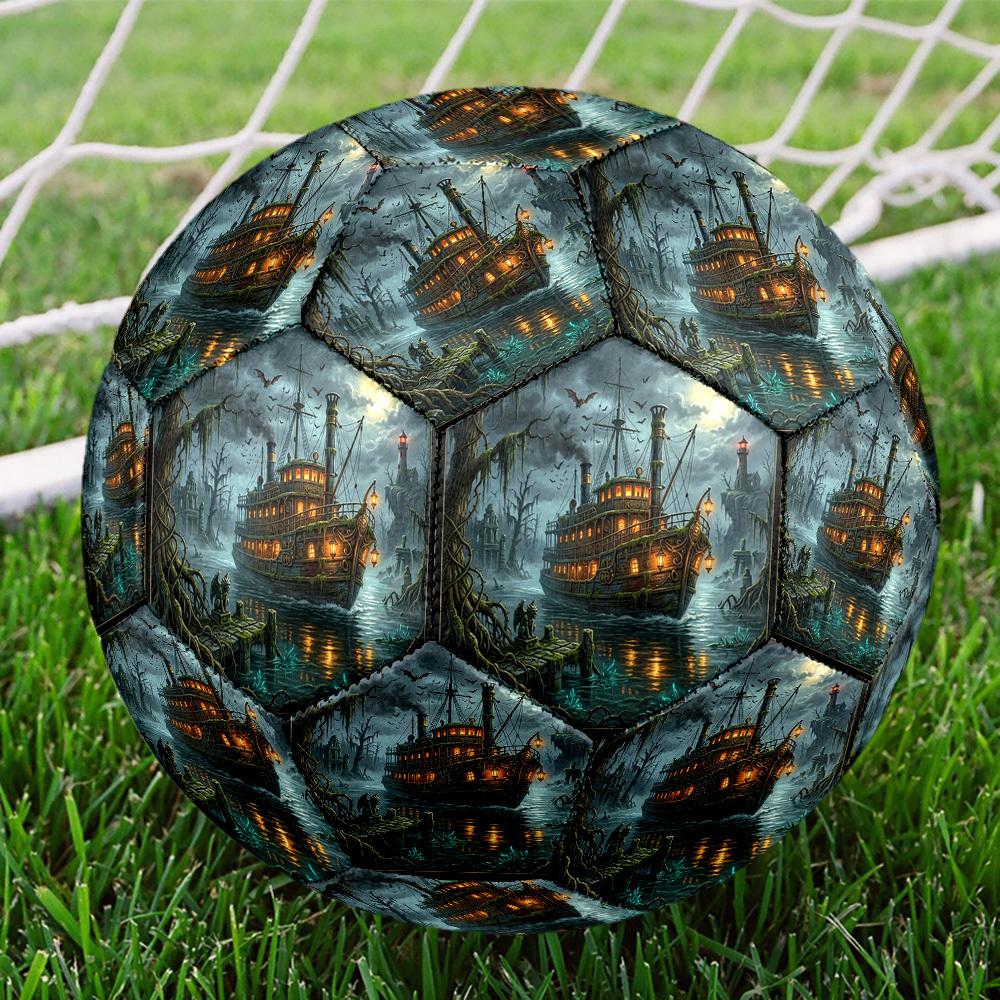 1pc Misty Riverboat Theme Soccer Ball Football, Size 5, Lightweight PVC, Outdoor Training Soccer Ball,Sports Gift T61495