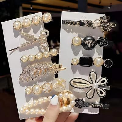 RedChimes 11 Pcs Korean Fashion Style Pearl Rhinestone Metal Hair Clips & Pin Stylish Hair Accessories Jewellery For Women And Girls
