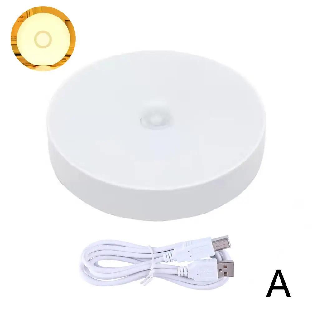Mini LED Touch Sensor Night Lights USB Rechargeable Kitchen Lamp Portable Round Magnetic Night Light Dimming Wall Base Bedr I4Z1