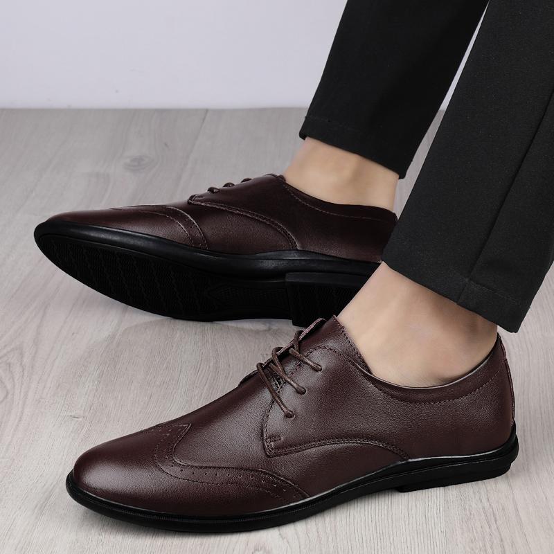 Genuine Leather Business Shoes Men'S Formal Gentleman'S Suit Shoes Luxury Oxfords High Quality Brogue Casual Italian Man Shoes