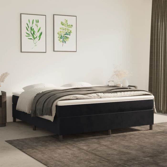 3144689 vidaXL Bed with Divan Base and Mattress Black 160x200 Cm Velvet
