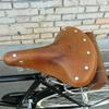 Retro Style Genuine Leather Bicycle Saddle with Spring Support and Replacement Pad