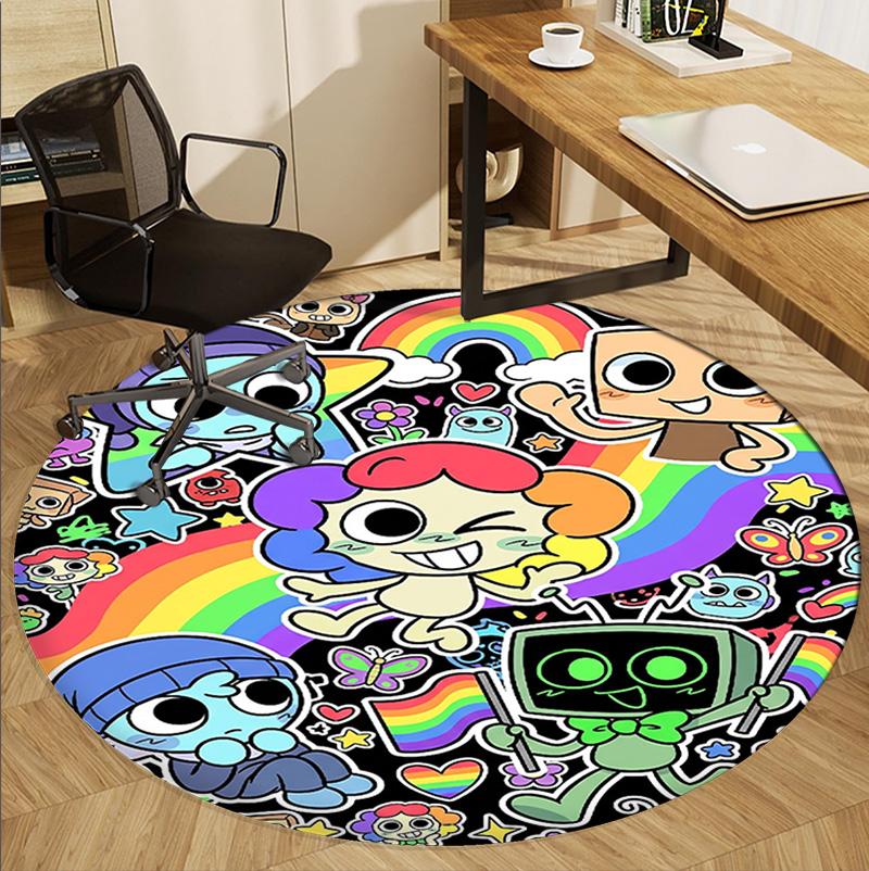 Dandy's World Pattern Round Rug, Indoor/Outdoor Mat, for Picnic, Gameroom, Bedroom, Office, Living Room, Home Decor Carpet, Birthday Gift