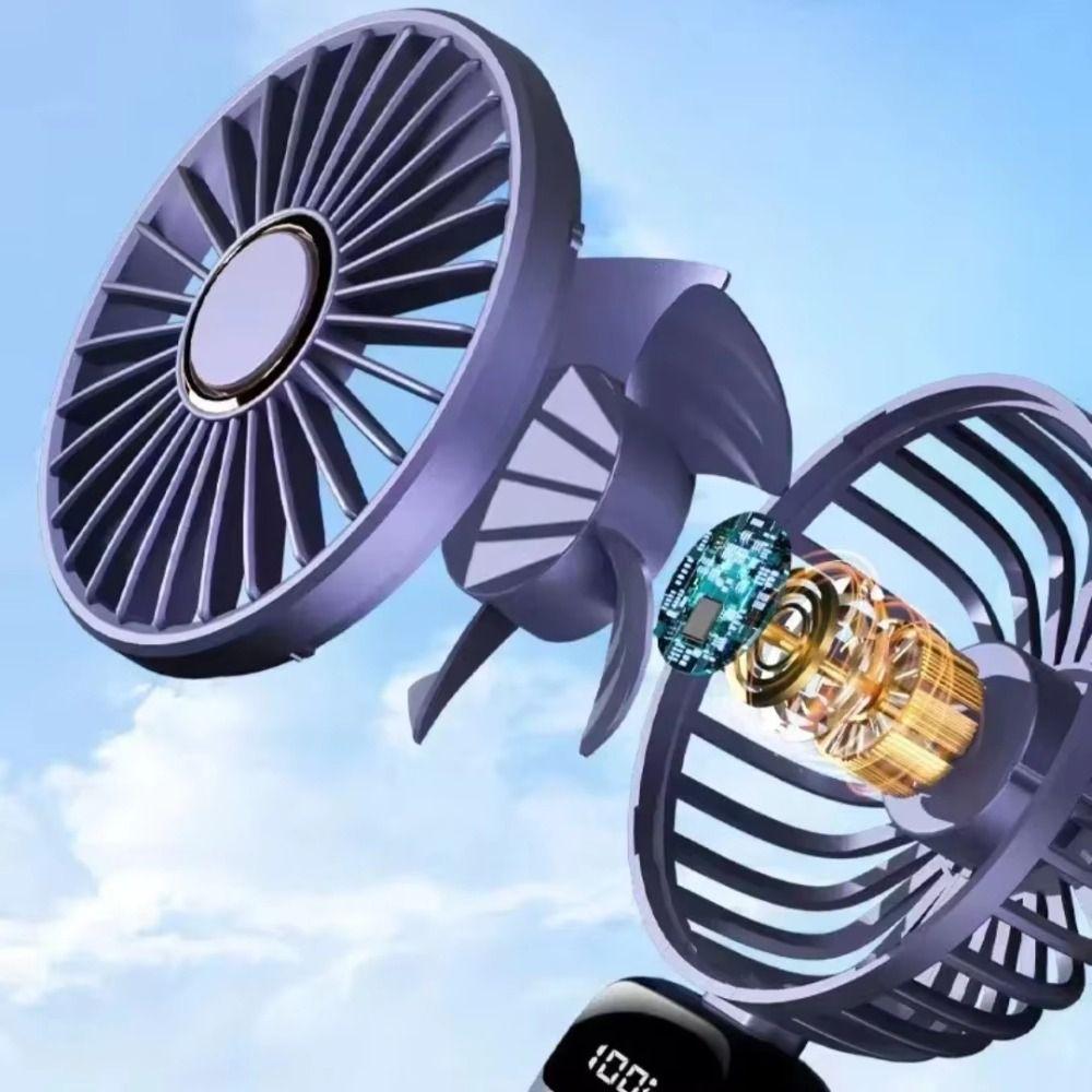 5 Speed Wind Rechargeable Fan LED Digital Display Mini Fan Display Screen Folding Fan  Personal Use