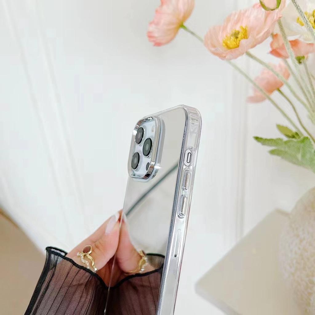 Mirror makeup mirror for iPhone16promax Apple 14 material 13/12 electroplating button mobile phone case 15