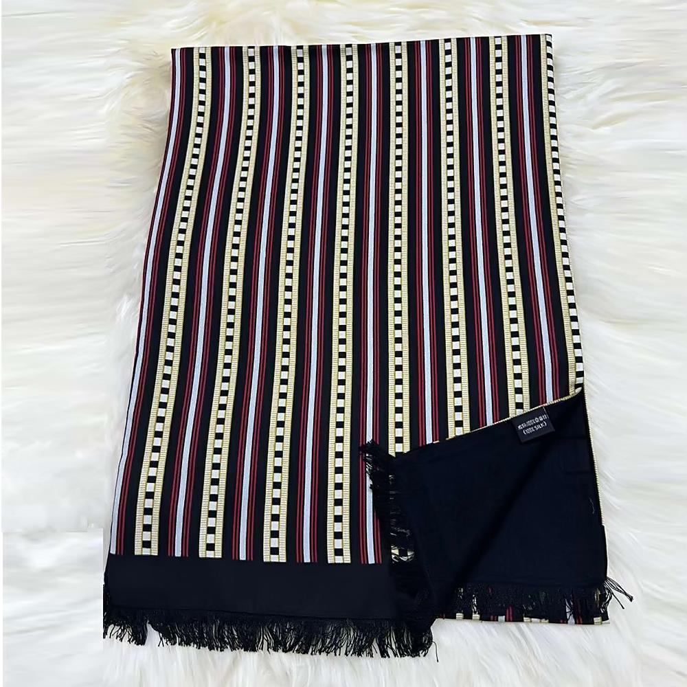 

BYSIFA|Black Gold Men Business Striped Silk Scarves Thicken Winter Male 100% Mulberry Silk Long Scarves Cravats Neck Scarf Tie