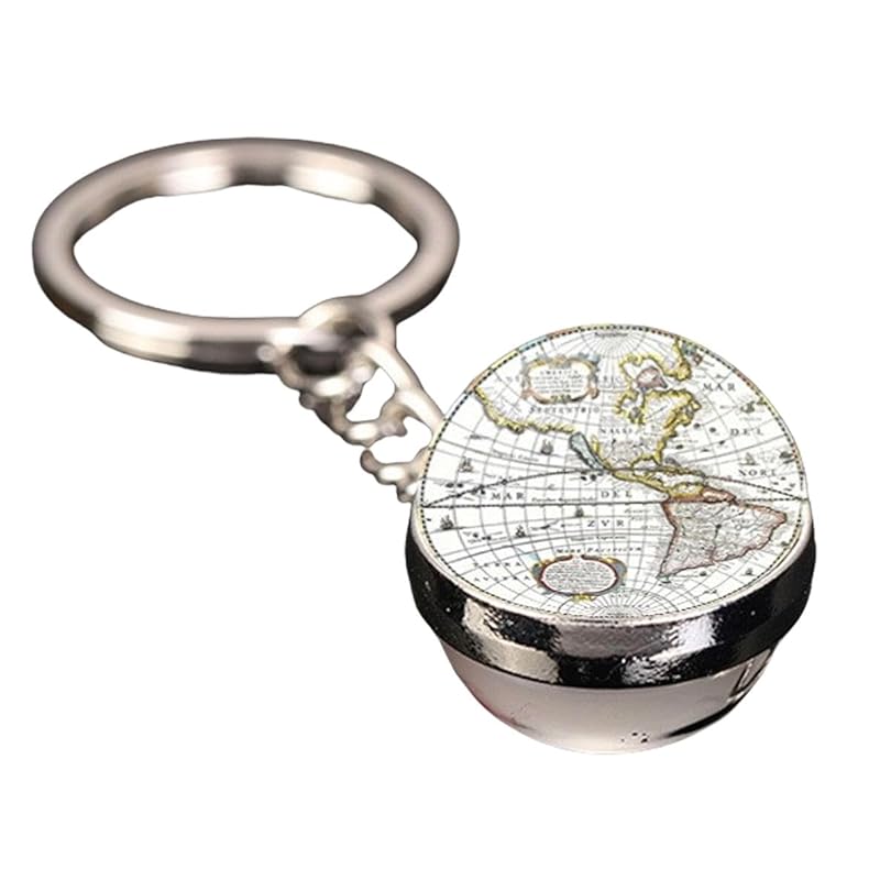 

[ALOHAMONI] planet key ring earth month solar planet universe galaxy world map globe vintage night light Luminous shine ball type key chain key ring