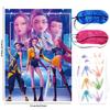 K-Pop Blue Witch Hunter Birthday Party Banner, Cake Toppers, and Balloon Set Decorations
