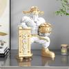 Deity Figurine with Ingot Bowl Desktop Fortune Statue Muscular Decor for Business Owners,