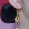 Elegant Gold Mesh Teardrop Earrings with Brown Crystals - Women's Luxury Fashion