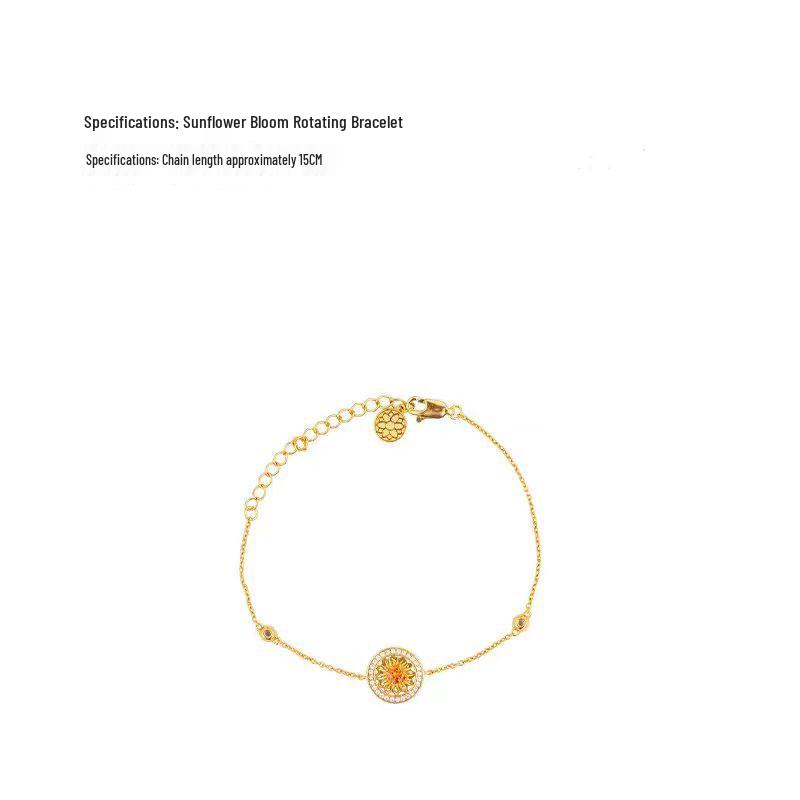 

Sunflower Jewelry Set: Stud Earrings, Bracelet, Necklace - Elegant Accessories for Qixi & Valentine s Day