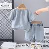 Children Cotton Clothes Summer Boy Causal Denim T Shirt Short Set Infant Kid Fashion Toddler Tracksuit