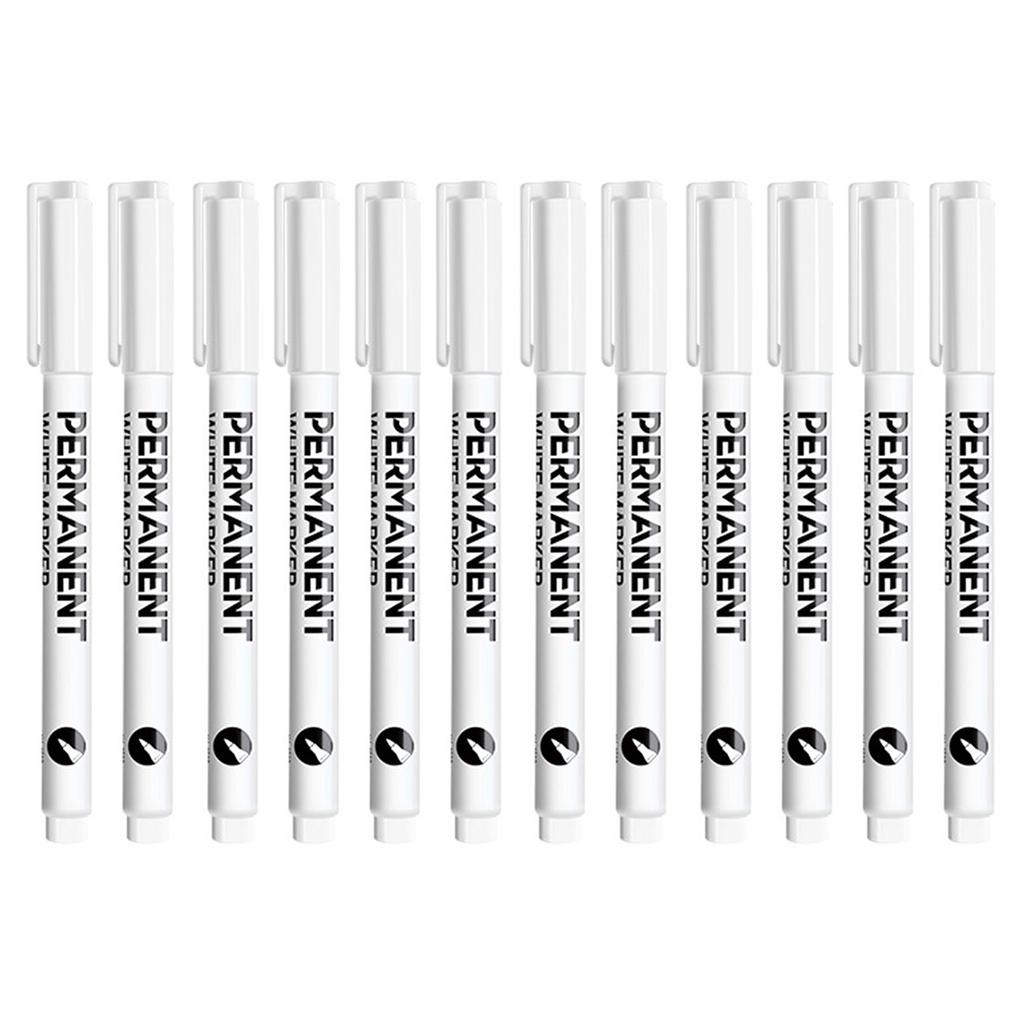 1/12Pcs White Permanent Marker Pen White Paint Pen For Painting On Wood Ceramic Glass Metal Canvas Leather Rock Stone