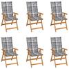 Day and Night - Day and Night Garden Chairs 6 Units Solid Teak Wood with Gray Checkered Cushions