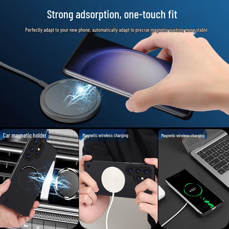 Magnetický ochranný kryt bez okrajů Samsung S25/S22/S23ultra - Design s pocitem kůže