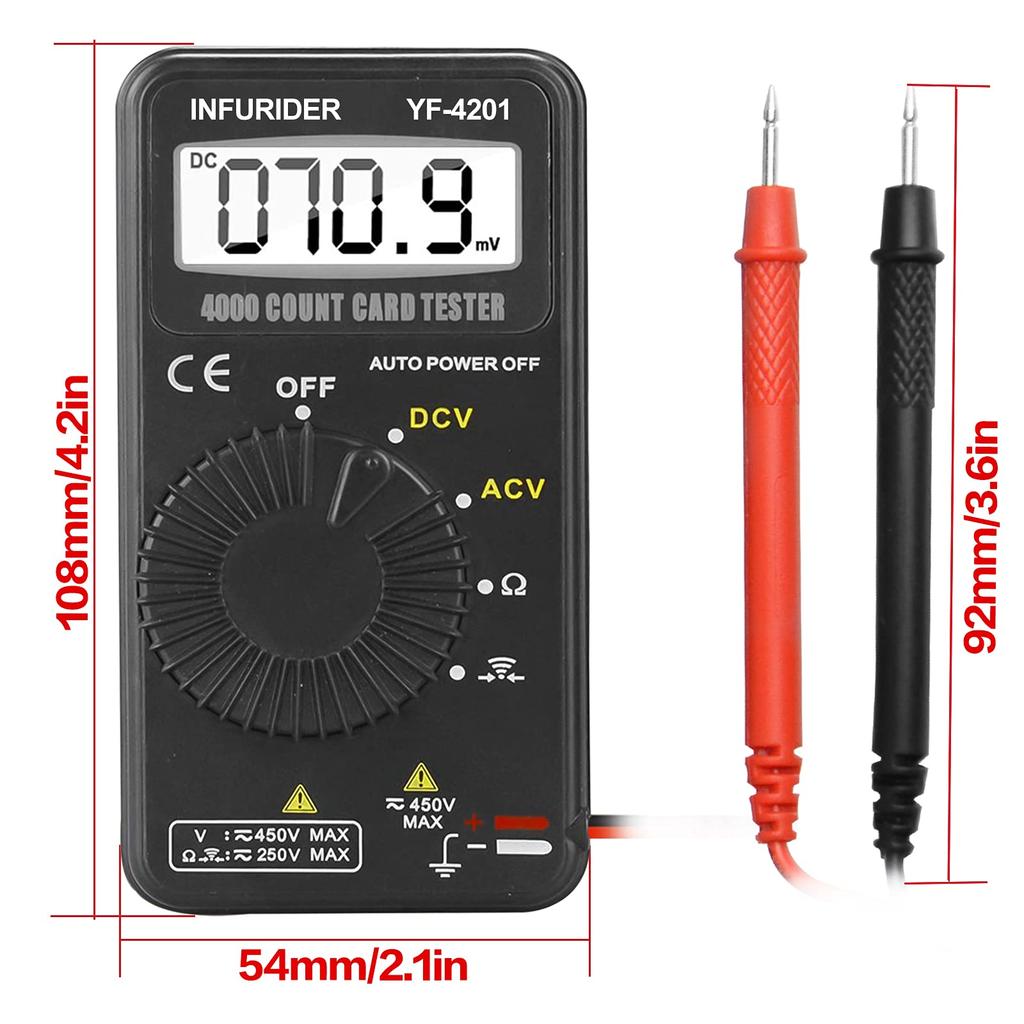 INFURIDER Digital 4000 and Continuity Large LCD Electronic Measuring Japanese Instruction Manual Included YF-4201 Ultra-Compact Multimeter, Count,
