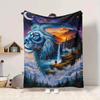 1pc Lion Fantasy Landscape Blanket Lightweight Blanket Throw Blanket For Sofa, Bed, Travel, Camping, Livingroom, Office, Couch, Chair yy251010008