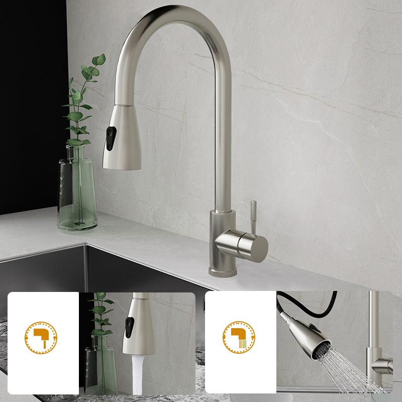 Black Kitchen Faucet Flexible Pull Out 2 Modes Nozzle Hot Cold Water Mixer Tap Deck Mounted Sprayer and Stream SUS 304 Faucets