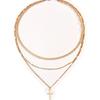 Women Fashion Versatile Cross Pendant Gold Chain Sweater Necklace