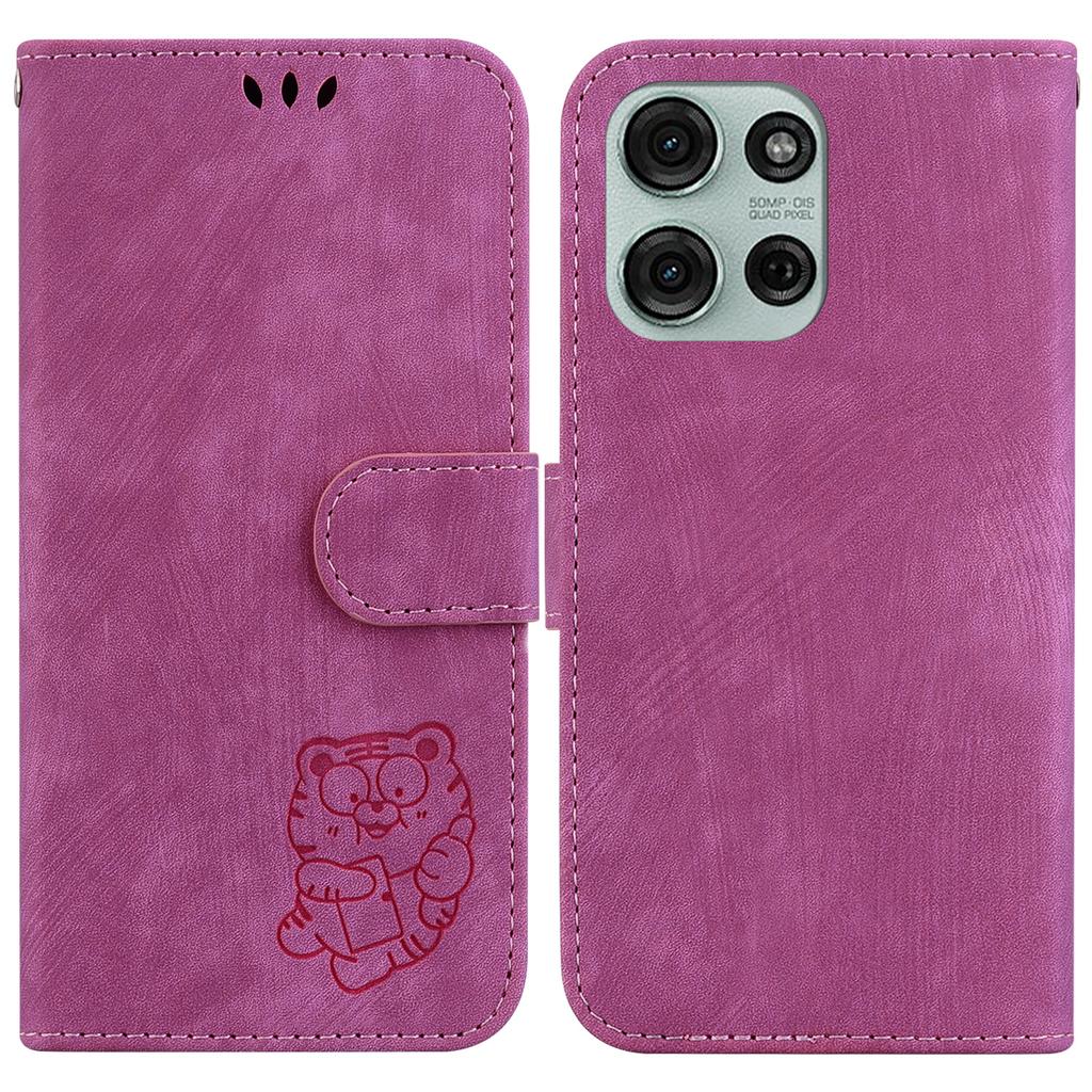 For Motorola Moto G75 5G Wallet Case Tiger Imprint Leather Shockproof Phone Cover