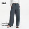 Semir Women's Half Elastic Waist Split Wide-Leg Casual Pants