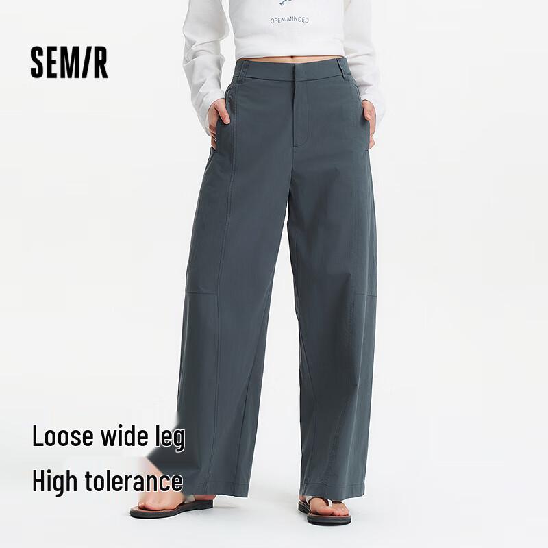 Semir Women s Half Elastic Waist Split Wide-Leg Casual Pants L