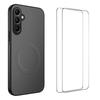 For Samsung Galaxy S25 Magnetic Case WANLONFENG TQ1 Series Carbon Fiber Texture PC TPU Phone Cover with 2Pcs Screen Films