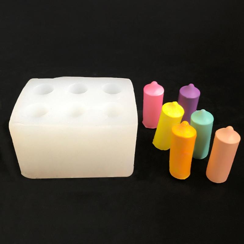6 Cavities Silicone Pillar Candle Molds for Epoxy Resin Making Candle Soap Chocolate Fondant Molds for Candy Cake Baking