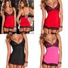 Lace Trim Polyester Satin Chemise Nightgown For Women Elegant Lingerie Sleepwear