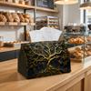 1pc Mystical Golden Botanical Tissue Box-Tree of Life Carved Relief,Durable Napkin Organizer for Car,Kitchen,Dining,Home Decor-Decorative Tabletop Par