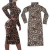 Drop Shipping Dress Women's Dress Leopard Print Pattern High Stretch Turtleneck Dress