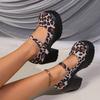 Leopard Chunky Platform Mary Janes Women Round Toe Buckle High Heels Party Shoes Woman Print Pu Leather Thick Heel Pumps Ladies