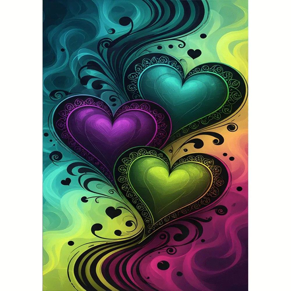 1pc 1pcs Vintage Heart Diamond Painting Kit Suitable for Adults, Full Drill Rhinestone Round Diamond Art with Frame-Compatible for Use in Frames (Fram