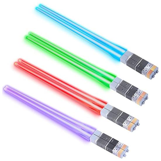 1 Paar LED-Lichtschwert-Essstäbchen, leuchtende Essstäbchen für Sushi-Nudeln, im Dunkeln leuchtende Essstäbchen, leuchten Partyzubehör