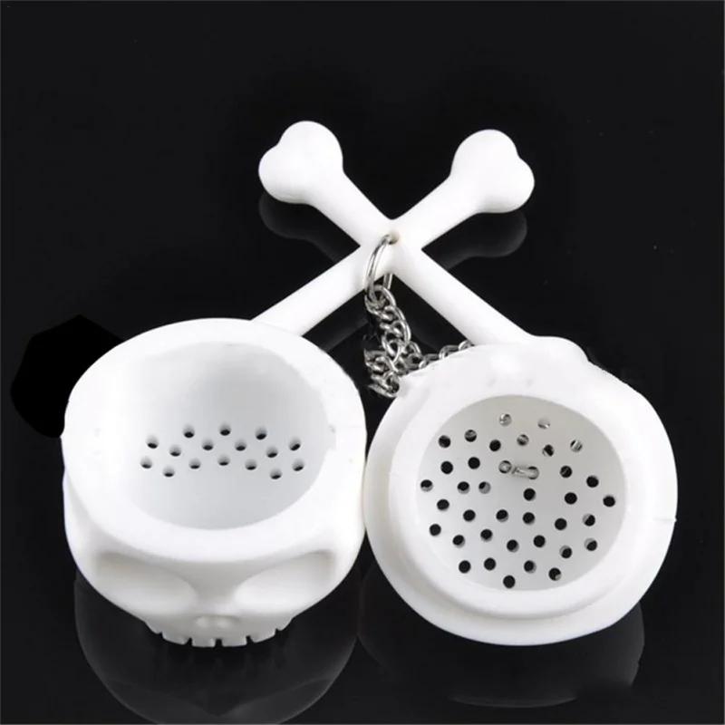 Creative Skull Head Shape Silicone Tea Infuser Tea Strainer Bag Scented Tea Reusable Cartoon Model Brewing Kitchen Tool