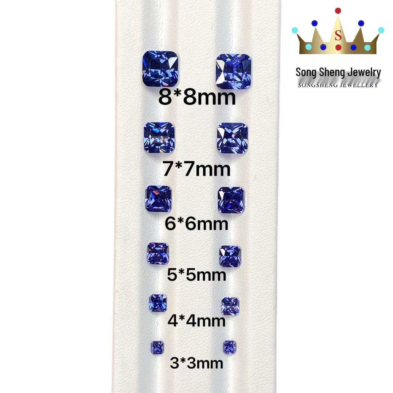 5A Grade Dark Tanzanite Square Princess Cut Cubic Zirconia Gemstone 3x3mm Square Princess Cut