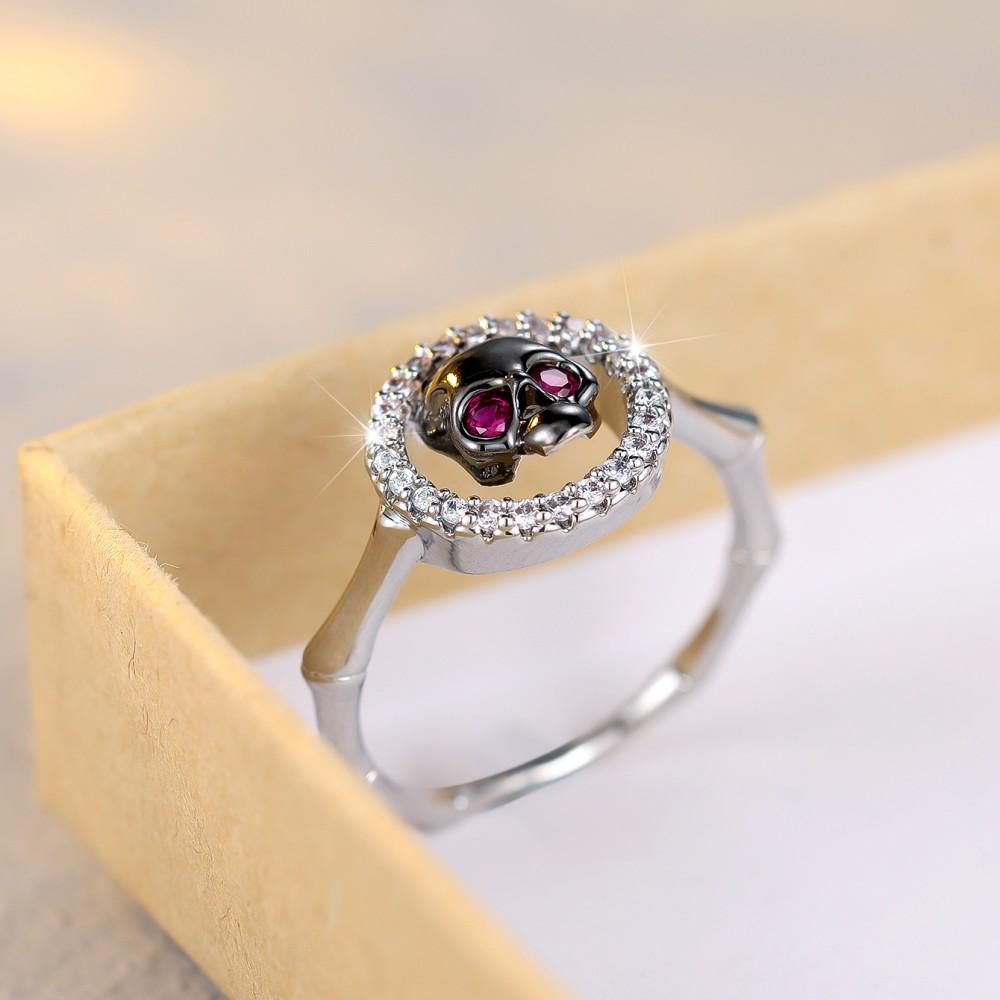 New Punk Style Personalized Skull Head Colored Ring
