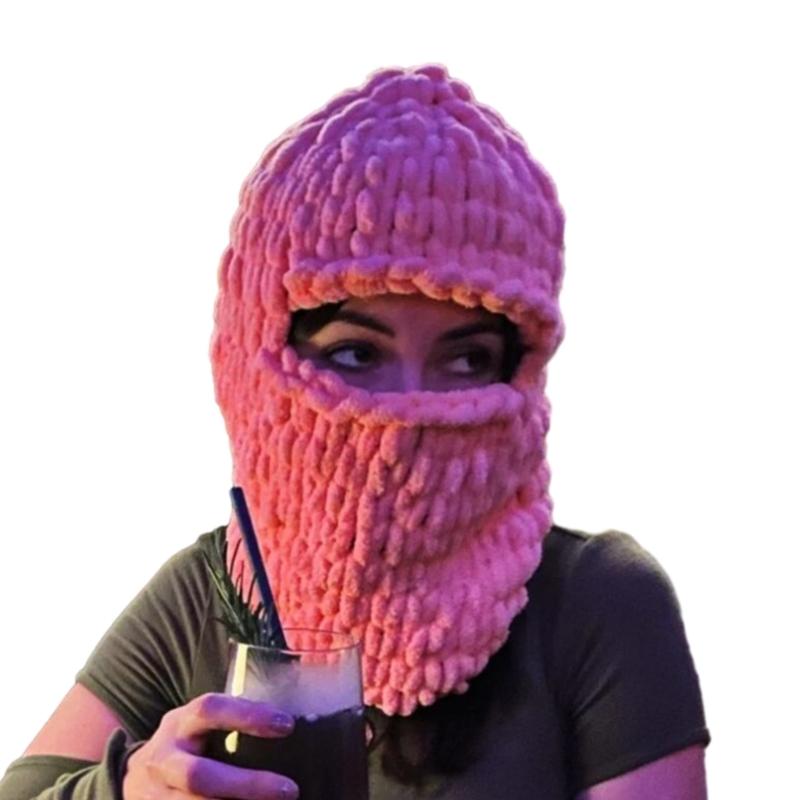 Knit Face Cover Hat Soft Plush Balaclava Cap for Women Winter Warm Mask Hat Adult Outdoor Activity Camping Cycling Cap