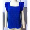 Frühling und Sommer Neue Damen Bluse mit quadratischem Ausschnitt und Rüschen Elegant Slim Fit Uni Flatterärmel Bluse Damen Locker Lässige Hemden Damenbekleidung 26486