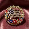 Brooch Pin American Flag Flower Blooming Enamel Lapel Pin