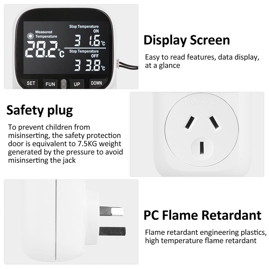 110V 15A Temperature Controller Socket High Precision Digital Display Smart Thermostat Fish Tank Preset Timer Switch