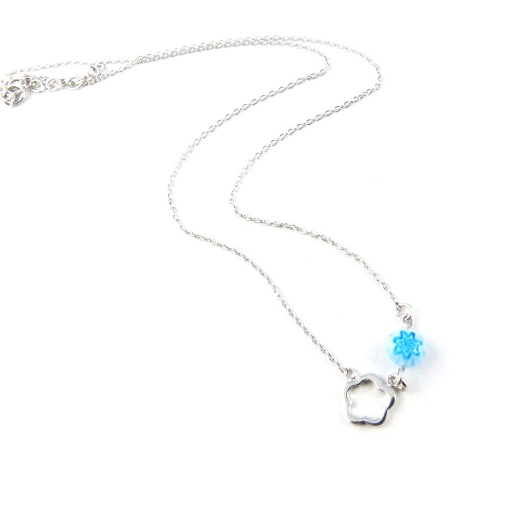 Les Trésors De Lily [K9650] - Silver Necklace 'Flora' Turquoise Silver