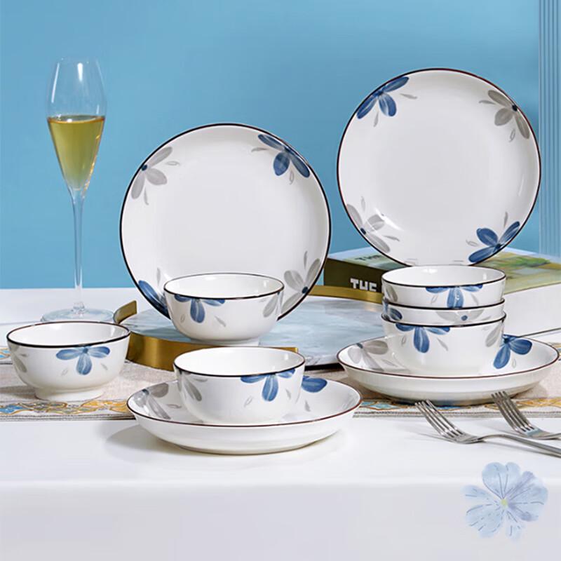 Tang Hui Underglaze Ceramic 10-Piece Tableware Set