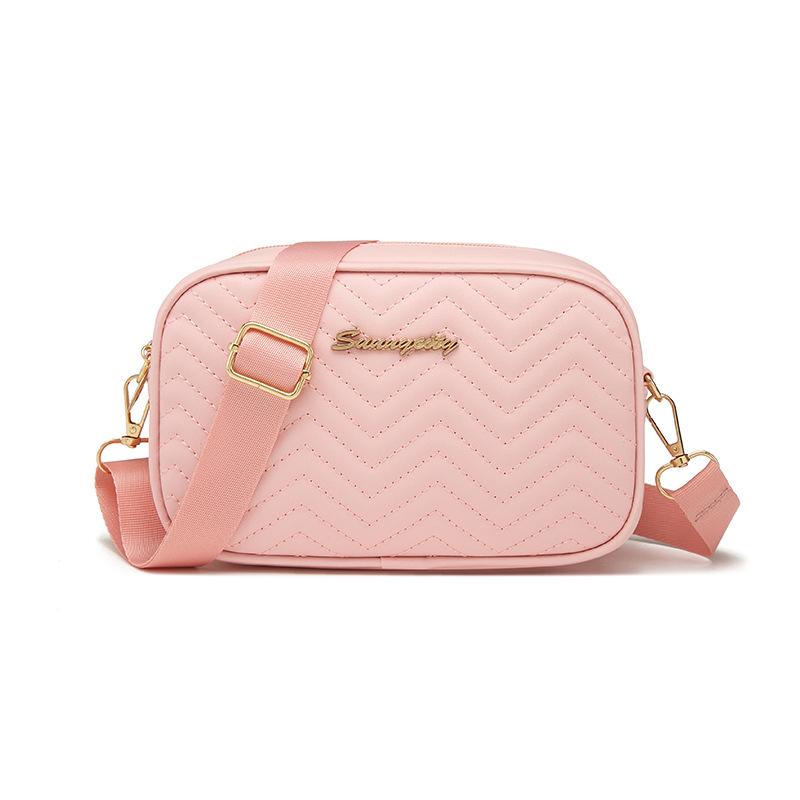 Women's bag simple messenger small square bag spring and summer new fashion trend wavy pattern camera bag mobile phone bag