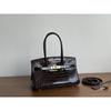 Popular Crocodile Pattern Horizontal Plate Platinum 30cm Genuine Leather Women's Bag, European and American Fashion Cowhide Large Bag, Commuter
